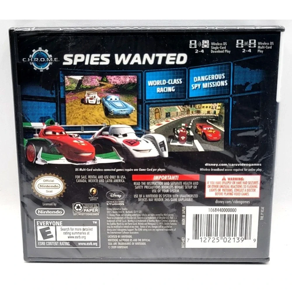Disney Pixar Cars 2  (Nintendo‎ DS, 2011) The Video Game FACTORY SEALED NEW